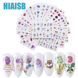 24pcs Kit de adesivo de unhas Flores de borboleta Padrões de arte de decoração de arte Decalques de água Impressão para unhas com pinças