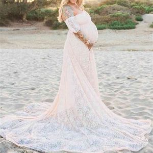 Elegant Lace Maternity Dress Pography Session Props es for Pregnant Women Clothes Pregnancy Shoot 210922