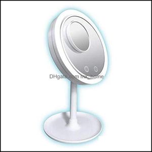 Mirrors Decor Home & Garden 3 In 1 Lamp Makeup With 5X Magnifying Fan Breeze Cosmetic Desktop Keep Skin Cool Beauty Led Light Mirror Dbc Dro
