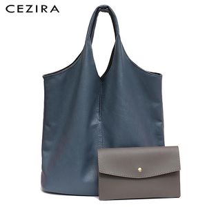 Shoulder Bags CEZIRA Fashion Individual Design Bag For Women Vegan Leather Tote Two Colors Reversible Ladies PU Hobo Coin Purse Femal