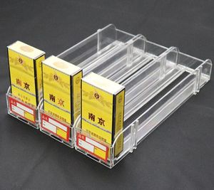 Commercio all'ingrosso 10pcs Supermercato Sigaretta scatola di visualizzazione acrilico Divisore di tabacco Propulsione automatica cassetto dell'armadio contenitore per bevande
