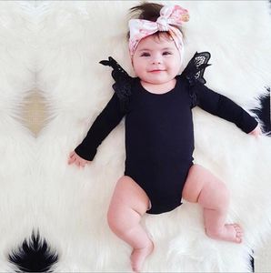 Dziewczynka Ubrania Koronki Wzburzyć Dziewczyny Pani Paski Toddler Kombinezony Z Długim Rękawem Noworodka Playsuit Designer Odzież dziecięca 4 Style DW5089