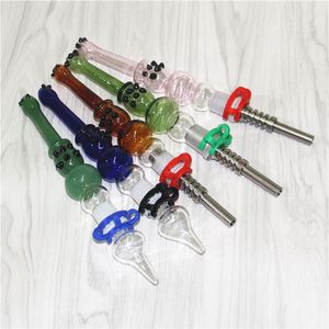 Smoking hookahs 6.1Inch Glass Nectar 14mm Quartz Tips Keck Clip Silicone Container Reclaimer Nectar Dab Straw Pipes