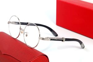 Yuvarlak Buffalo Boynuz Güneş Gözlüğü Erkekler Kadınlar için Çerçeveli Güneş Gözlükleri Vintage Tasarımcı Gözlük Altın Gümüş Çerçeve Kahverengi Ahşap Bacaklar Gözlük Orijinal Kutuları ile