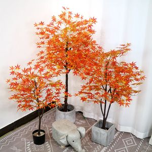 Many Size Simulation Maple Leaf Tree Greenery Artificial Plastic Plant Ornament Bonsai For Home Indoor Living Room Decorations