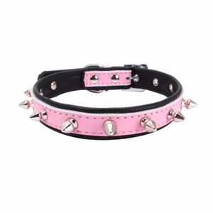 Dog Collar Leashes Exquisite Justerbar Fashion Rivet Puppy Djur Slitstarkt Läder Basic Collar Collares Perros