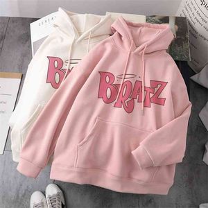 Women Casual Hooded Sweatshirt Bratz letter sweatshirt Harajuku Kawaii cute hoodie Long Sleeve Autumn streetwear 210805