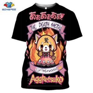 SONSPEE Death Metal Karaoke Kala Aggretsuko Aggressive Retsuko Mens T Shirts Casual 3D ptint Short Sleeve T-Shirt Women Clothes 210322