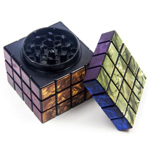 63mm 4 Layer Smoking Grinders Rubik's Cube Six Sides Quality Zinc Alloy Tool Pollen Tobacco Crusher Grinder With Pollen Screen