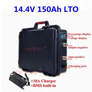 Waterproof LTO 14.4V 6S 12V 150ah battery pack with BMS for trolling motor solar system motorhome RV+10A Charger