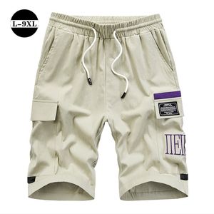 Summer Shorts Oversized 9XL Loose Cargo Short Men Casual Black Sweat Sport Plus Size 6XL 8XL Cotton Stretch Safari Half Trousers 210713