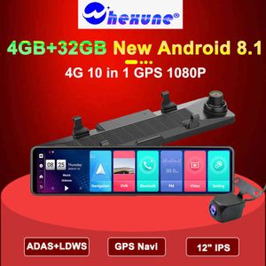 WHEXUNE 12" 4G Car DVR 1080P Android Rearview Mirror GPS WIFI ADAS Dash Cam 4G+32G Dual Lens Recorder Auto Camera Registrar DVRs