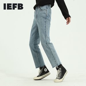 IEFB Abbigliamento da uomo Jeans neri Pantaloni alla caviglia coreani allentati casuali dritti per pantaloni in denim vintage da uomo Y6165 210524