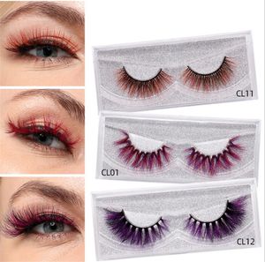 6D Color false eyelashes mink hair cross messy exaggerated eye lashes 9D colorful makeup beauty tools free ship 3set