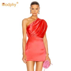 Projeto drapeado na moda um ombro sexy sem encosto único cinta celebridade noite festa mini vestido 210527
