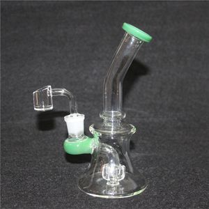 Glas Hookahs Färg Downtem Perc Bubbler Ash Catcher Comb Dabber Heady Rig Rewycler Bong Vattenrör med 14mm led