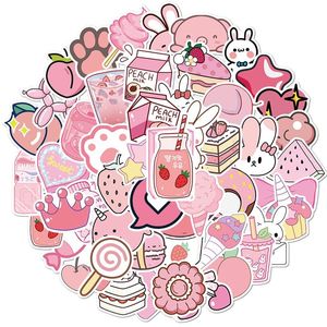 50pcs set Cartoon pink girly doodle Small waterproof sticker for laptop case bike Skateboard car stickers T2