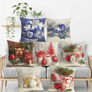 Anno Decorazioni natalizie per la casa Ornamenti natalizi Navidad Frozen Party Fodera per cuscino decorativa personalizzabile 211104