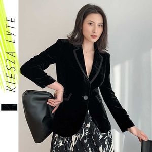 Spring French Style Suit Jacket Velvet Double Breasted Slim Office Lady Blazers Women's Outwear 210608