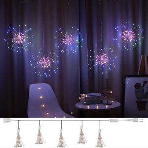 Julkrans Fireworks Fairy Lights 500LEDS Garland Gardin LED-sträng ljus för Xmas Year Bedroom Decor Lighting 211015