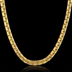 Necklaces Drop Hip Hop 6mm Gold Color Stainless Steel Necklace Male Whole Flat Box Link Womens Mens Chain 20quot 239673821