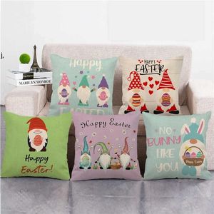 45*45cm Easter Faceless Dwarf Pillow Cover Square Happily Pillows Wonderful Egg Flax Back Cushion More Design RRD12776