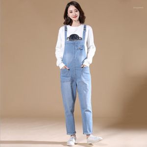 여성용 Jumpsuits rompers 플러스 사이즈 5xl 슬림 데님 점프 롱 바지 여성 느슨한 2021 패션 봄 가을 한국 정지 바지