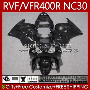 مجموعة الجسم لهوندا RVF400R VFR400 R NC30 V4 VFR400R 89-93 79NO.48 RVF VFR 400 RVF400 R 400RR Glossy Blk 89 90 91 92 93 VFR400RR VFR 400R 1989 1990 1992 1992 1993 Fairing