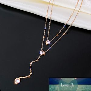 Silver O-Chain New Trendy 925 Sterling Necklace Rose Gold Zircon Fashion Necklace For Women Gift Summer Fine Jewelry NK040