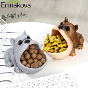 Ermakova Creative French Bulldog Candy Box Staty Dog Animal Figurine Skobåle Key Storage Box Living Room Home Decoration 210607