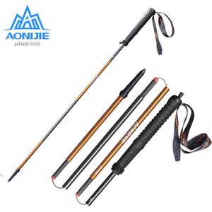 Aonijie E4102 M-Pólo Dobrável Ultraleve Quick Lock Trekking Polones Caminhadas Pólo Race Running Walking Stick Fibra de Carbono 201113