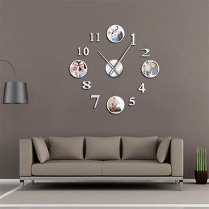 Foto imagem moldura diy diy grande relógio de parede personalizado foto decorativa sala de estar família relógio personalizado quadro imagens 210325