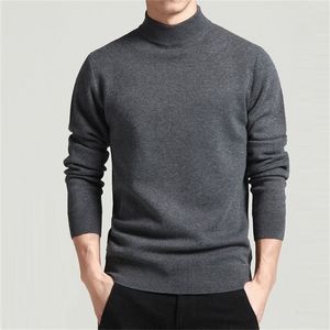 Männer Pullover Solide Pullover Mock Neck Frühling Und Herbst Tragen Dünne Mode Unterhemd Größe M bis 4XL 210812