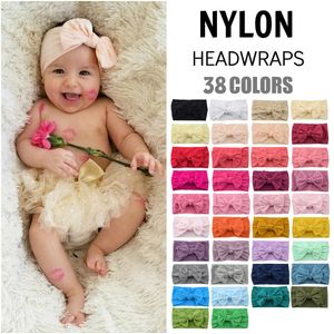 Baby menina Turbante Headband Soft Nylon Headwraps Bow Nó Headbands Bandas De Cabelo Esticada Crianças Meninas Moda HairAcessórios YHM23-WLL