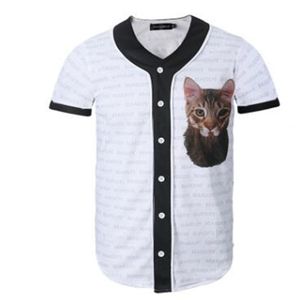 Koszulka męska Baseball Jersey D T shirt Drukowane Przycisk Koszula Unisex Summer Casual Coverhirts Hip Hop Tshirt Nastolatki