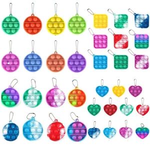 Festa Favor Mini Pops Fidget Brinquedo Seu Push Bubble Simple Dimple Anti Stress Relief Keychain Keychain Sensory Sensory Autism Autism Ansiety Keyring