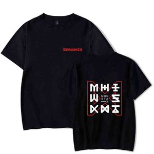 KPOP Monsta X Hip Hop T Shirt Lato Topy Unisex Plus Size Tshirt Krótki Rękaw Streetwear T-Shirt Camiseta Tops Tees G220223