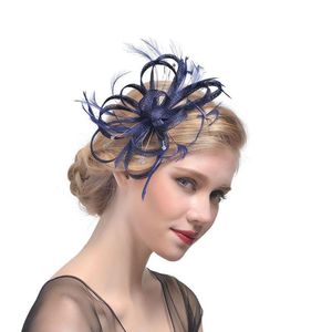 Headpieces 85LB Wedding Bridal Fascinator Hat Ruffles Flower Feather Tea Party Women Girls Hair Clip Glitter Rhinestone Vintage Ba3133
