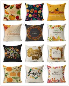 Day 48 Styles Happy Thanksgiving Pillow Case Fall Decor Linen Sofa Throw Home Car Cushion Covers