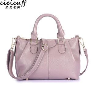 Evening Bags 2022 Fashion High Quality Genuine Leather Women Tote Bag Luxury Handbag Designer Ladies Shoulder Gray Purple