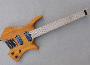 7 Strings Ash Headless Electric Guitar with 26 Frets,Maple Fretboard,Slanted Frets