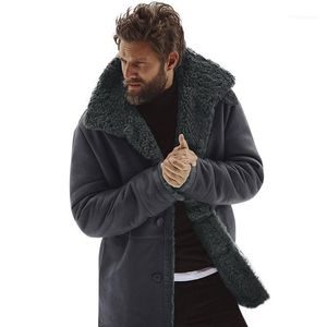 Mannen Winter Plush Casual Warme Jas Dubbelzijdig Draag Wollen Furry Fleece Jas Effen Kleur Turn Down Collar Jassen Bovenkleding1