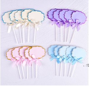 Urodziny Handmade Cake Topper Puste Cupcake Toppers Dekoracja Dla Party Kolorowe Znaki żywności Serowe Materiały do ​​pieczenia 5 sztuk / partia RRB12330