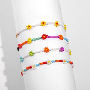 Link, Chain 4pcs Handmade Woven Acrylic Beaded Bracelet Set For Women Girls Colorful Flower Little Daisy Bracelets Friendship Jewelry Gifts