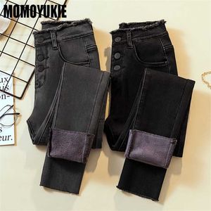 streetwear inverno spesso caldo jeans skinny da donna per donna jean femme mamma denim pantaloni a matita donna pantaloni a vita alta 211112