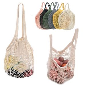 Home Storage bags Foldable Mesh Net Turtle Bag String Reusable Fruit Storage Handbag Totes Large Capacity Grocery Handbags Kitchen Organizer