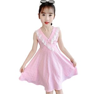 Girl Dresses Lace Girls' Heart Pattern Children Dress Summer Children's Costumes For Girls 6 8 10 12 14 210528