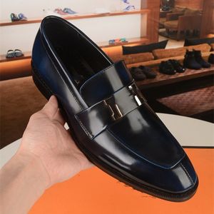 Sapatos de vestido dos homens sapatos de negócios de couro genuíno Loadure Loather Cópia dos homens festa de escritório Sapatos formais apontados
