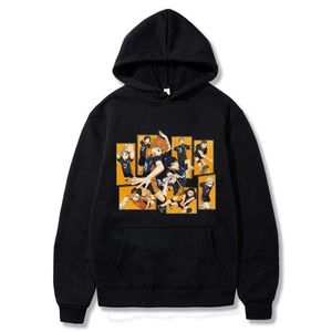 Anime Haikyuu Karasuno High School Hoodie Hinata Shyouyou Kageyama Tobio Sweatshirt Pullovers Herrkläder Tecknade Hoodies Y0804