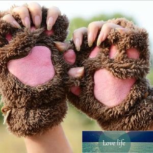 New Women Gloves Cute Cat Claw Bear Paw Plush Mittens For Girls Lovely Warm Fluffy Short Fingerless Gloves Cosplay Party Gift Factory price expert design Quality